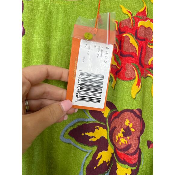 NWT Rhode Ella Blouson Sleeves Belted Green Lanai Mini Dress Green Size: Small - Picture 7 of 12